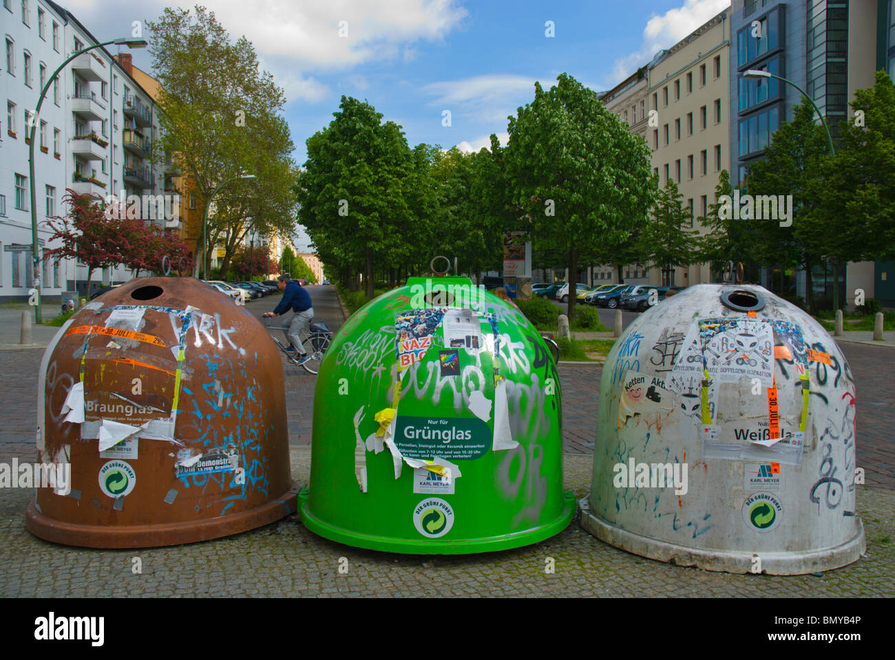 Recycling bins for different kinds of glass Prenzlauer Berg east Berlin