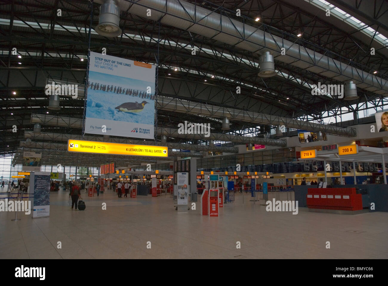Terminal 2 departures hall Ryzune airport Prague Czech Republic Europe Stock Photo