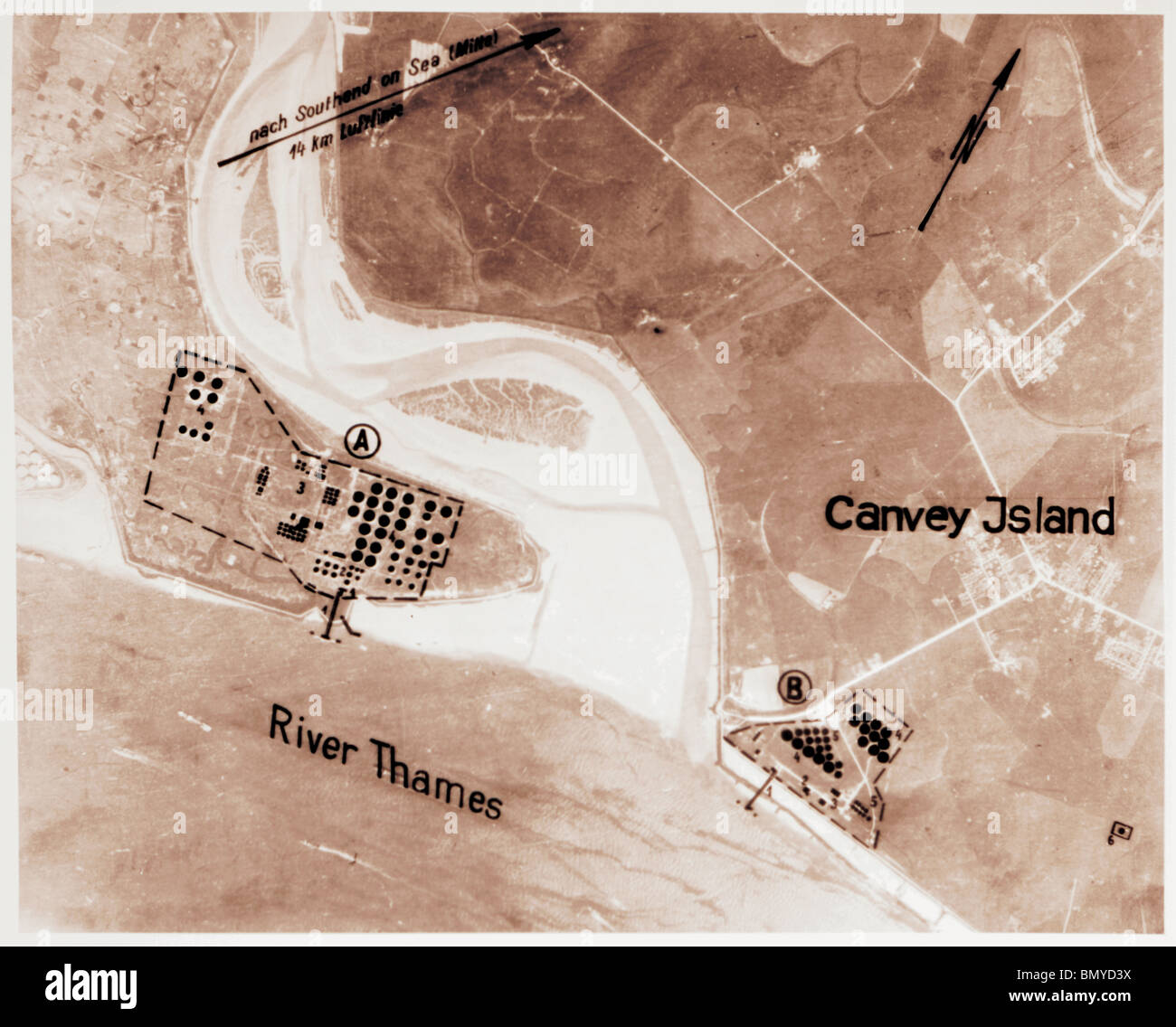 Canvey Island Essex 1940 Chemical Storage Tanks & Fortifications