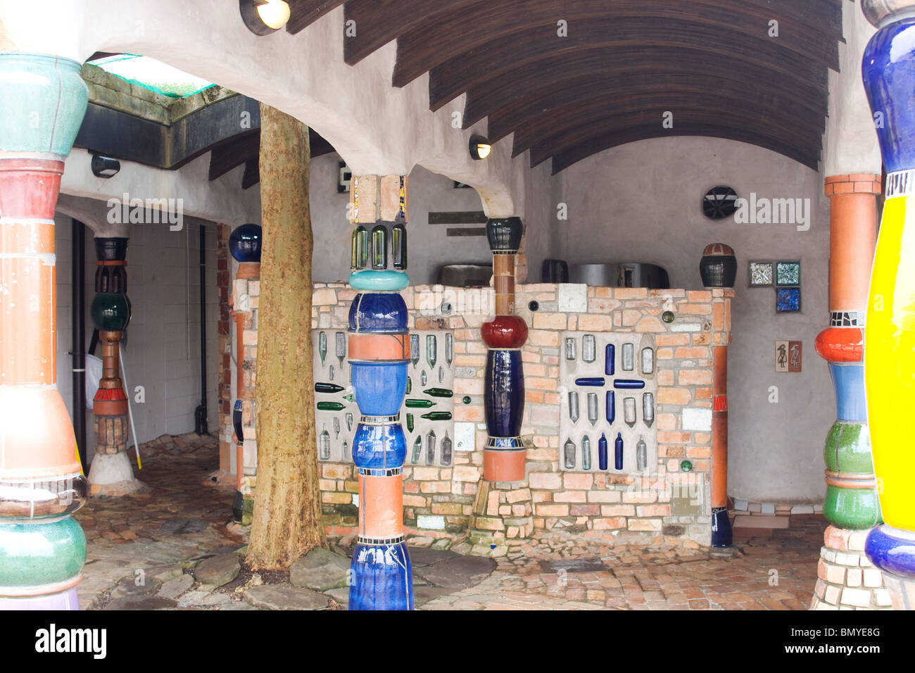 Public toilets designed by Friedensreich Hundertwasser in Kawakawa in