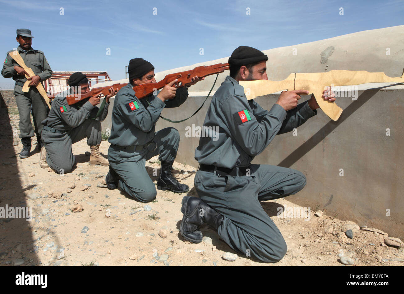 Afghan National Police being trained by ISAF/ Eupol in the trainingcentre in Tarin Kowt, Uruzgan. Stock Photo