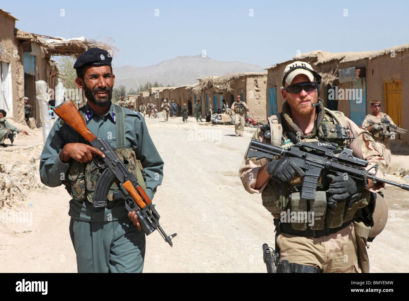 Afghan National Police being trained by ISAF/ Eupol in the trainingcentre in Tarin Kowt, Uruzgan. Stock Photo