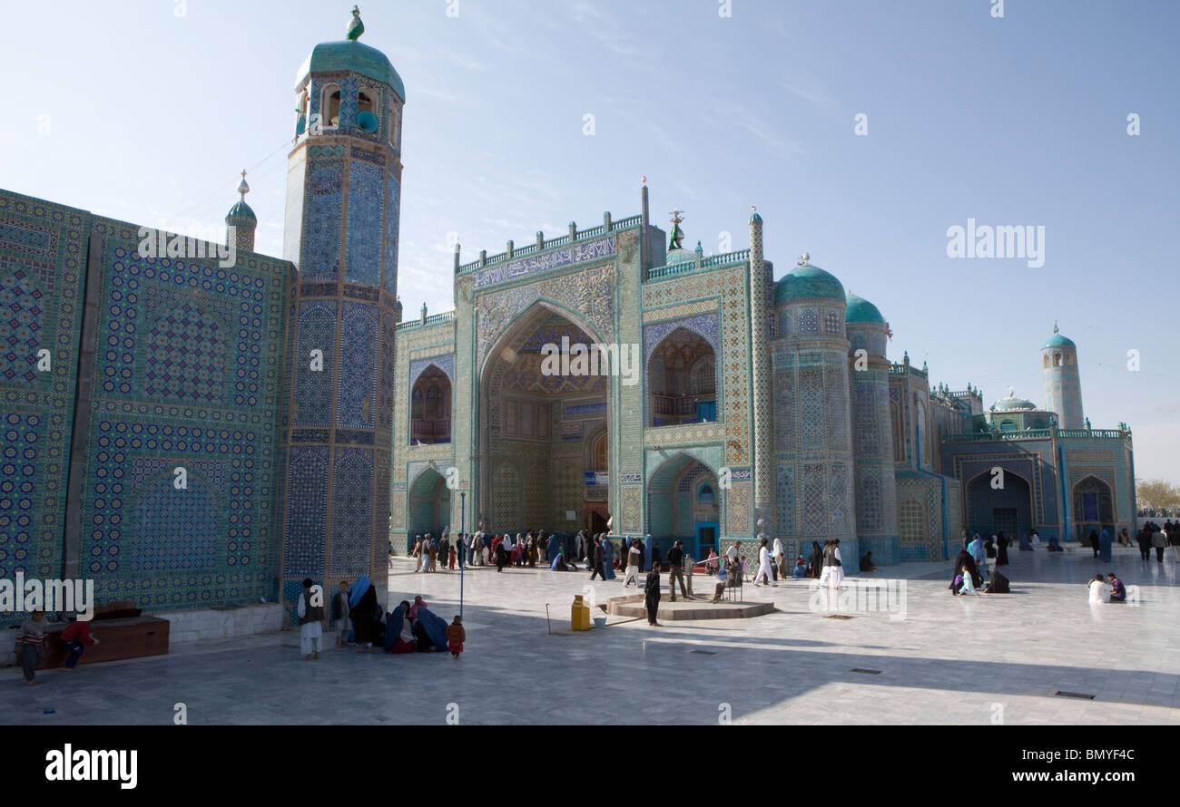 Hazrat ali mosque in Mazar-i-sharif (afghanistan) where Ali is believed to be burried. Stock Photo