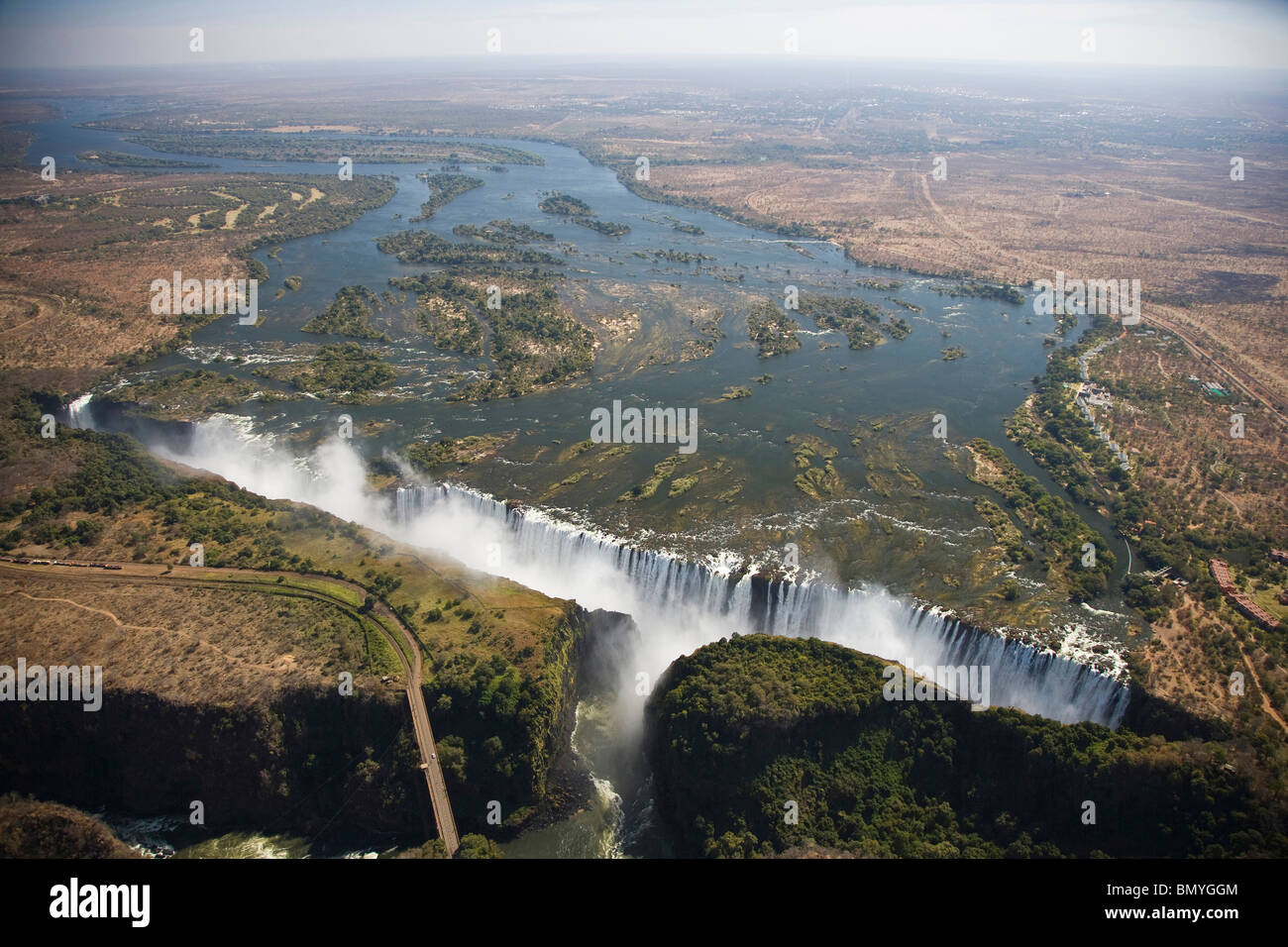 Aerial view of Victoria Falls. Zimbabwe. Stock Photo