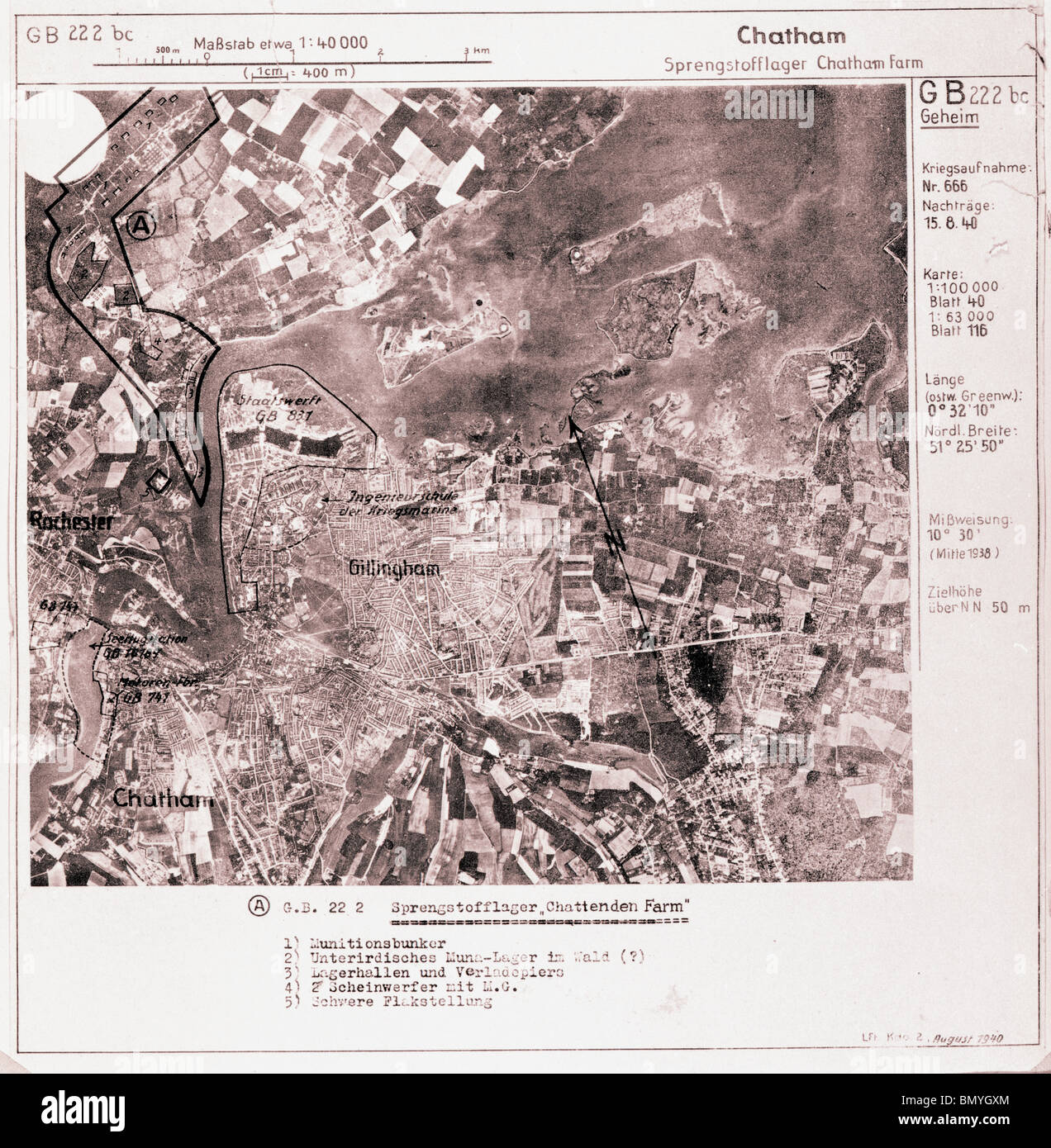 Gillingham & Chatham - Kent 15th August 1940 Chattenden Farm Essex - Munition Bunkers Stock Photo