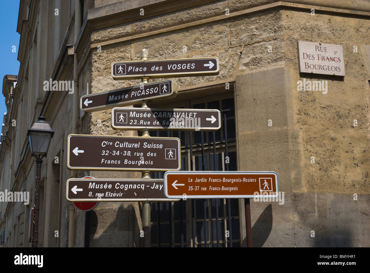 Street signs Rue des Francs Bourgeois