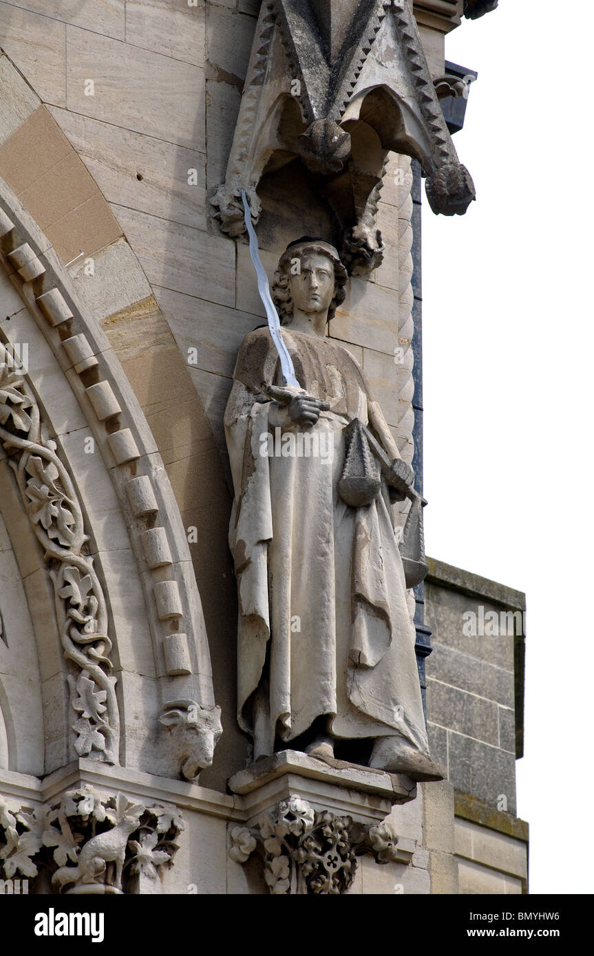 Statue of St. Michael on front of Guildhall, Northampton