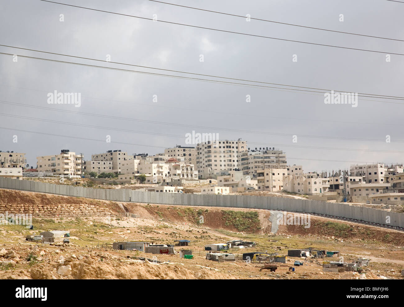 West Bank with surrounding wall in Israel Stock Photo