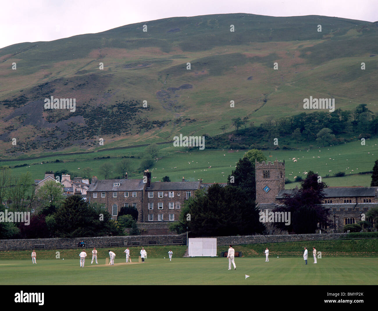 Sedbergh School cricket pitch, 1980's. Stock Photo