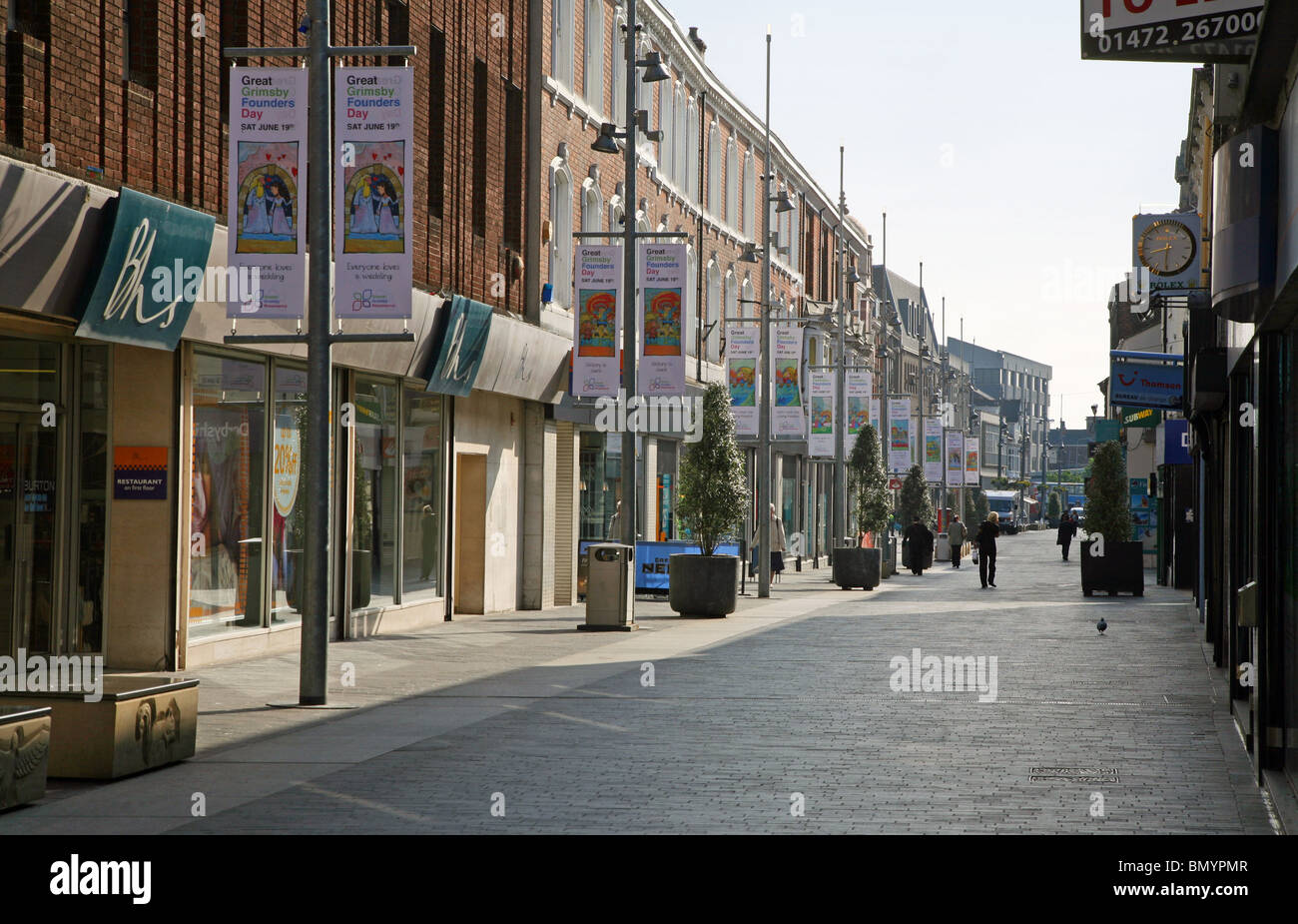 Shops in Grimsby town centre Stock Photo