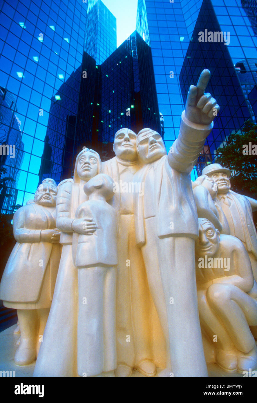 the Illuminated Crowd public art sculpture in downtown Montreal Canada