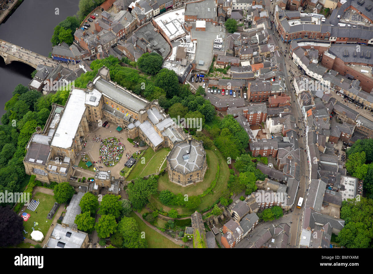 Durham Castle, from the air, Summer 2010, North East England Stock Photo