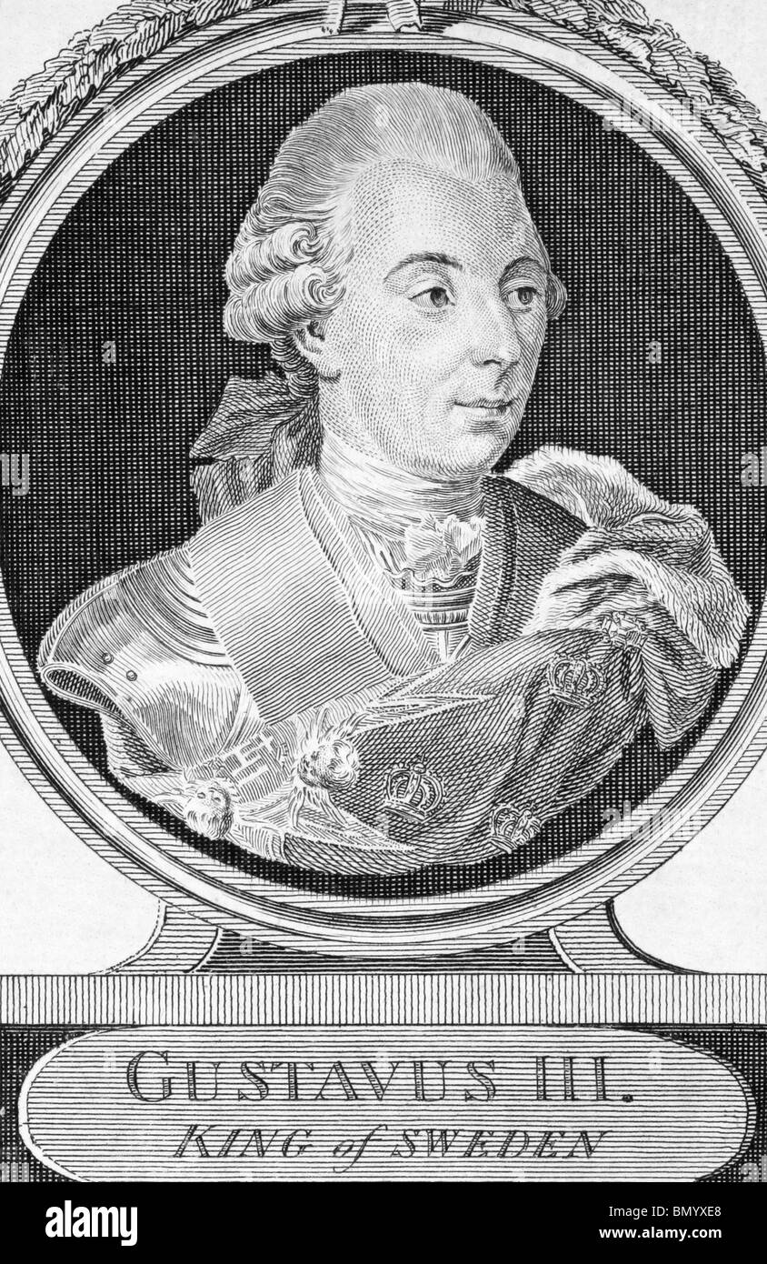 Gustav III (1746-1792) on engraving from 1773. King of Sweden during 1771-1792. Stock Photo