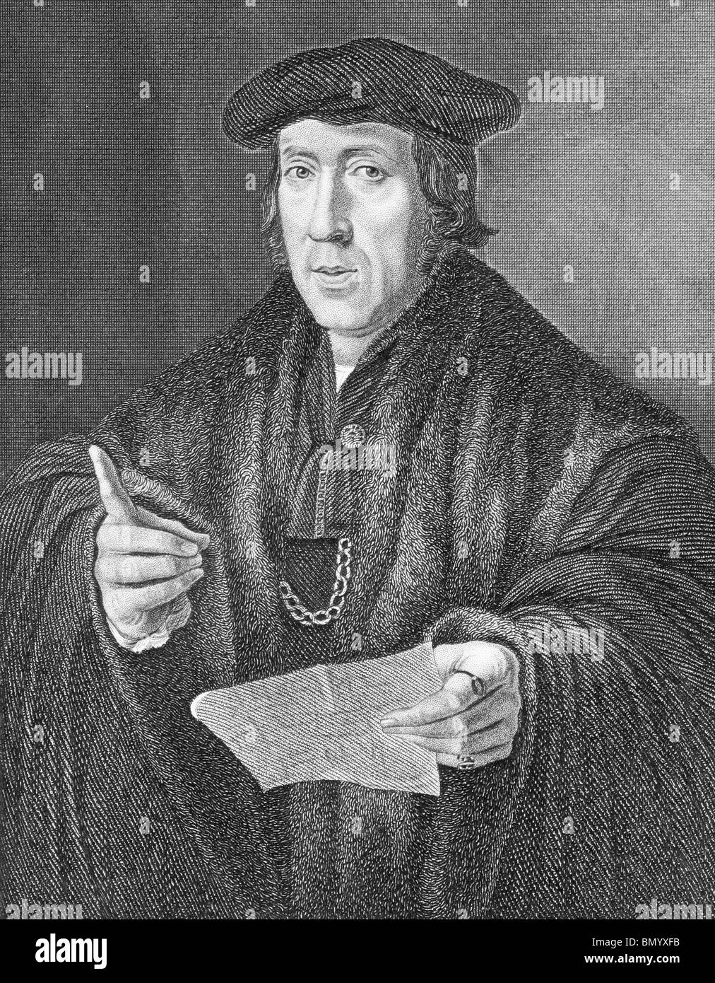 John More (1451-1530) on engraving from the 1800s. Lawyer and later judge, the father of Thomas More. Stock Photo