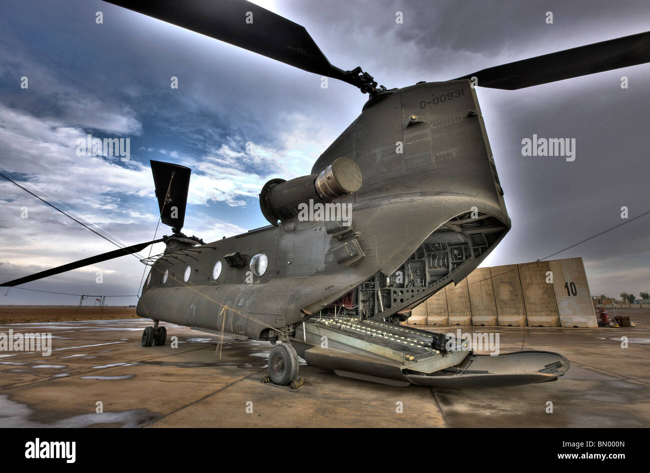 High dynamic range image of a CH-47 Chinook helicopter. Stock Photo
