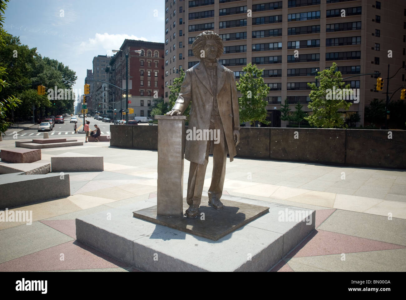The bronze statue of abolitionist Frederick Douglass, by artist Gabriel Koren, in Harlem in New York Stock Photo