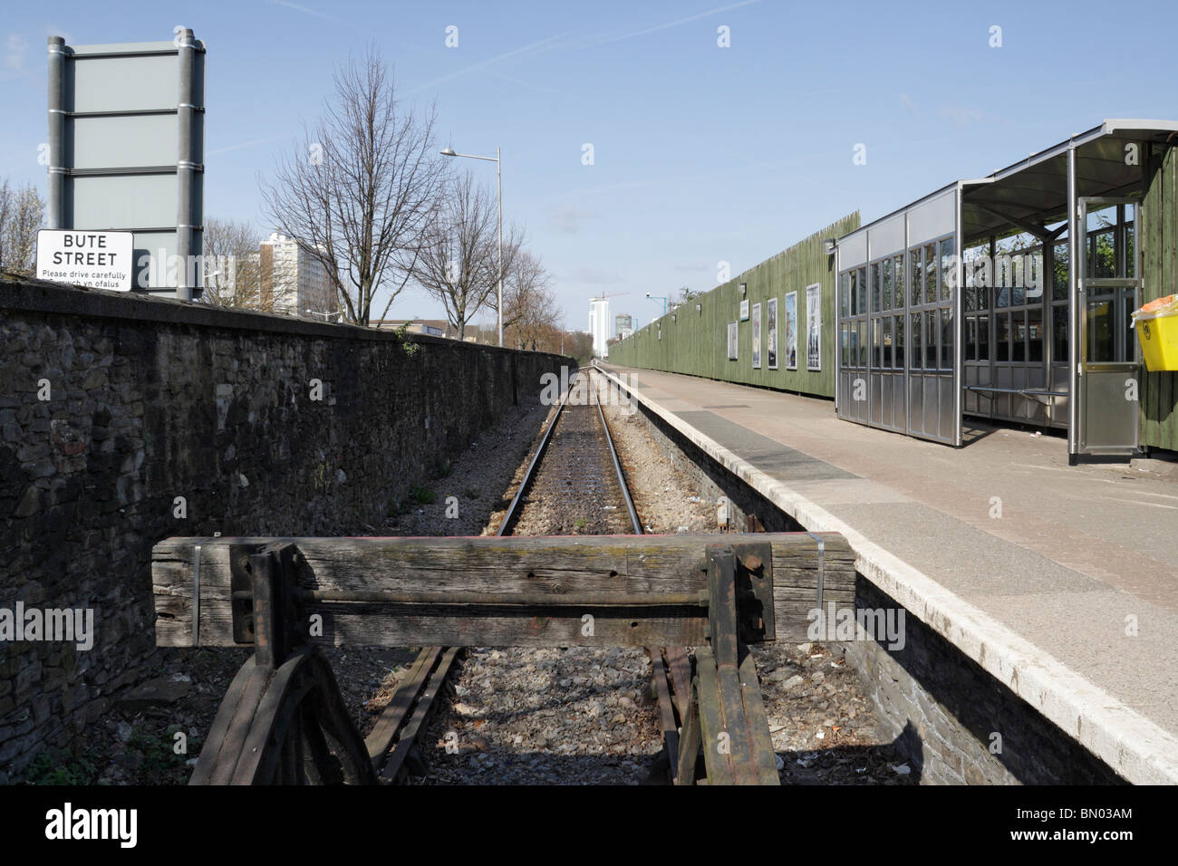 Butetown / Cardiff Bay Railway Station, Wales, Branch line, end of the line Stock Photo