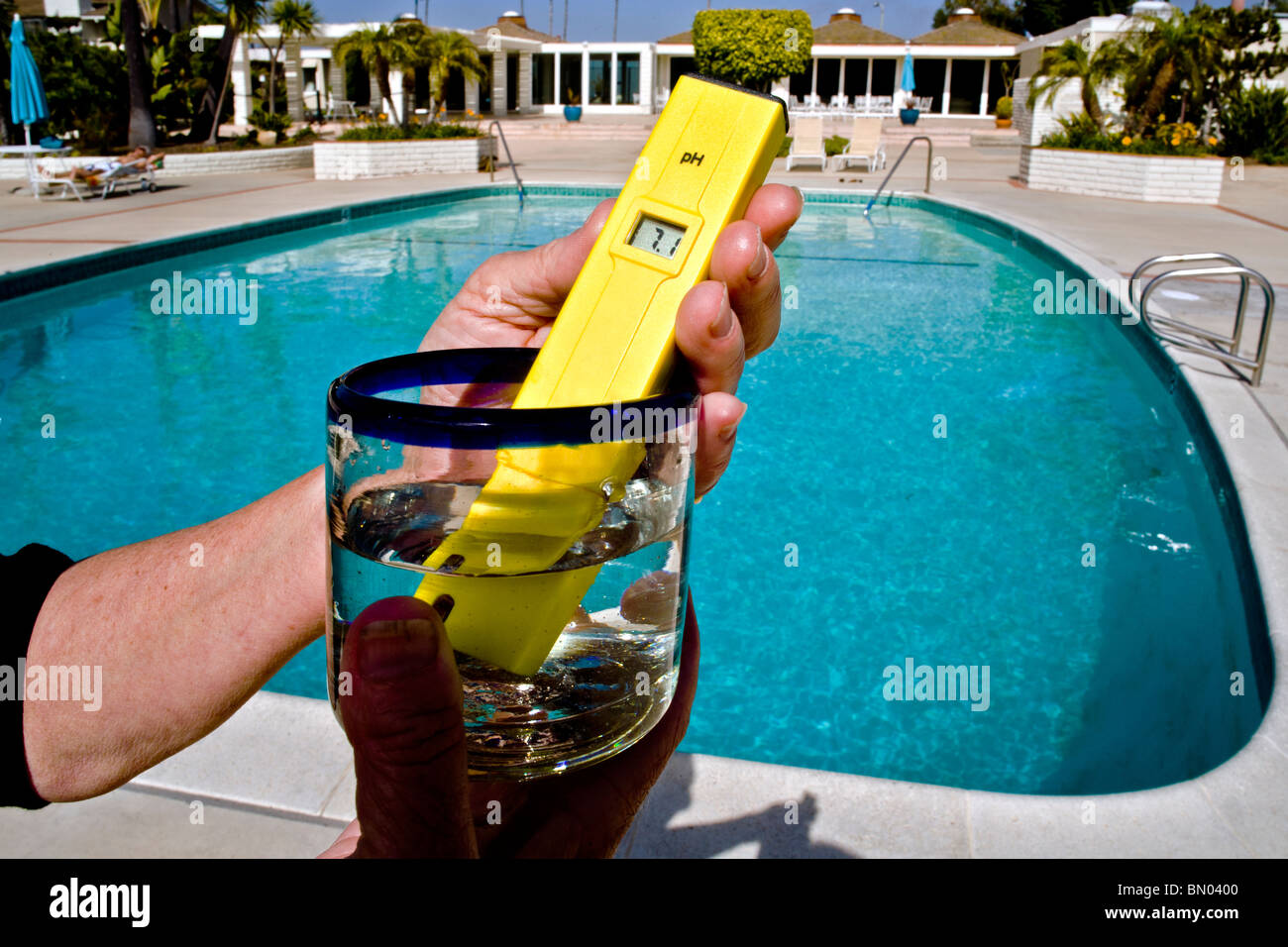 A digital pH meter is used to check the acidity or alkalinity of a