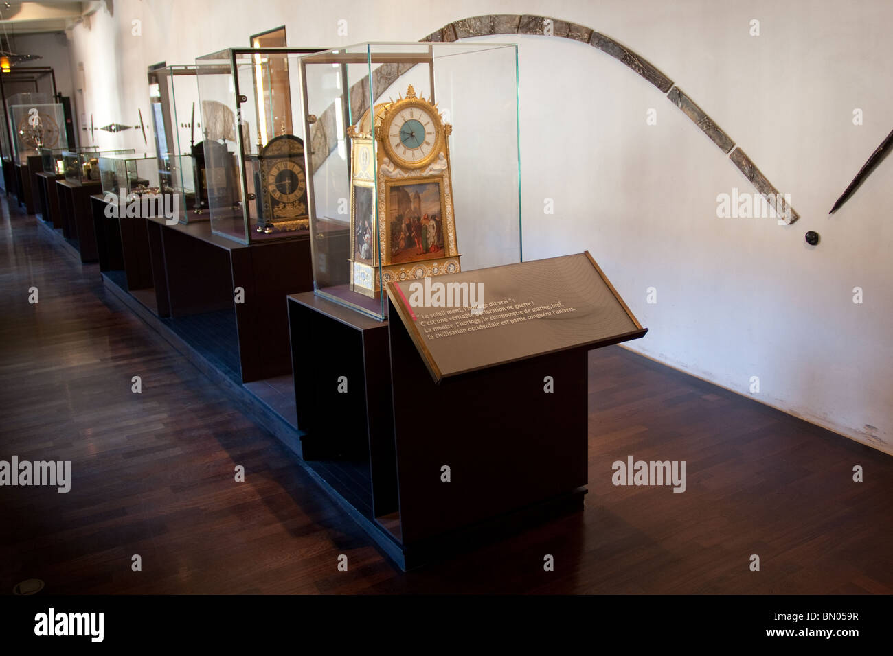 display of old antique mechanical clocks cabinets Stock Photo - Alamy