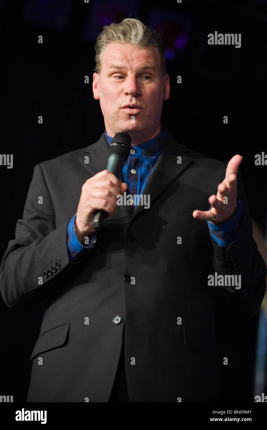 Mark Kermode talking about his life at Hay Festival 2010 Hay on Wye Powys Wales UK Stock Photo