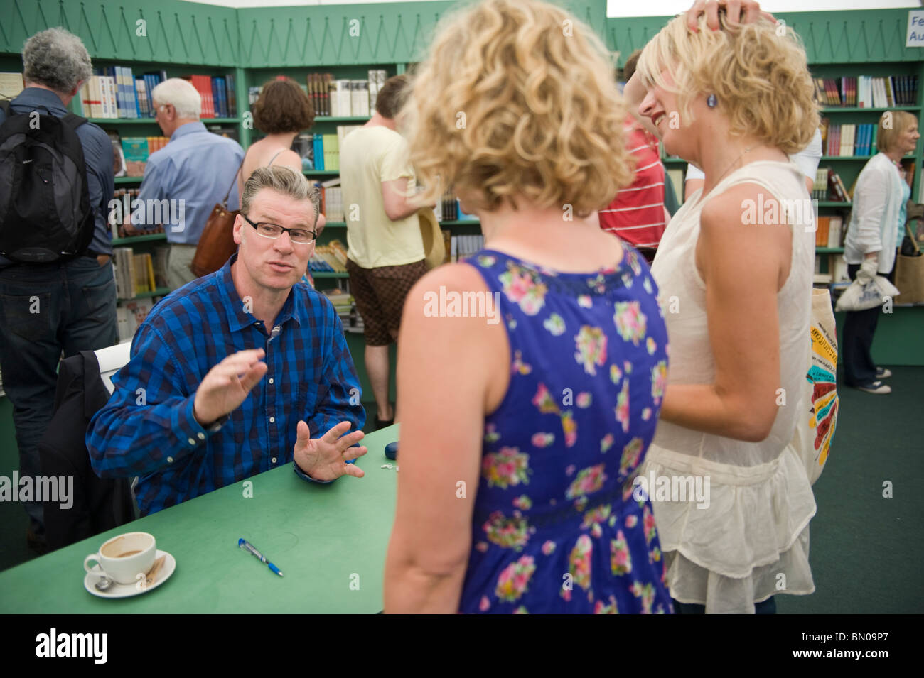 Mark Kermode book signing where authors meet their fans at Hay Festival 2010 Hay on Wye Powys Wales UK Stock Photo