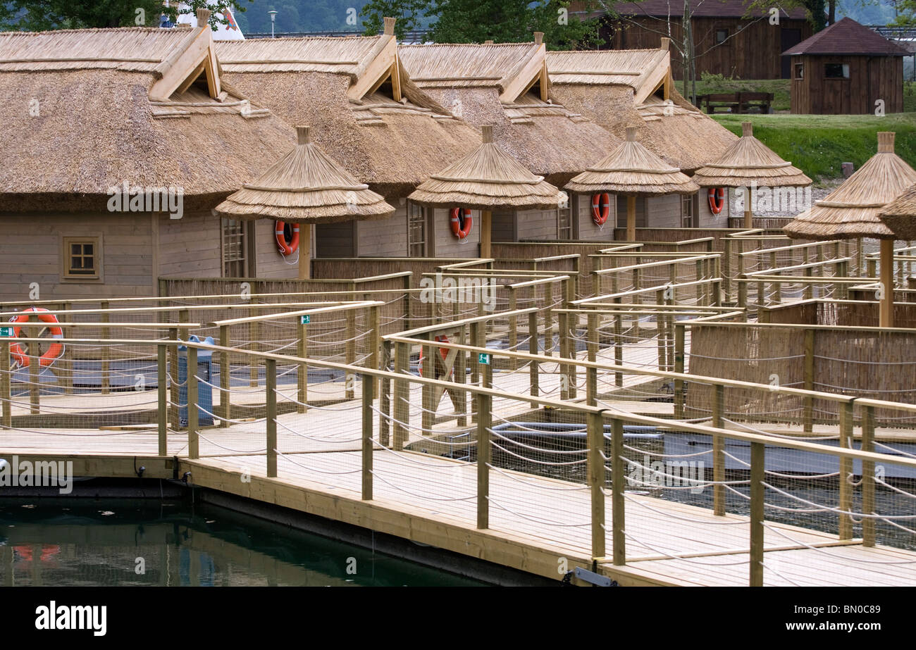 Tourist village on the water. Stock Photo