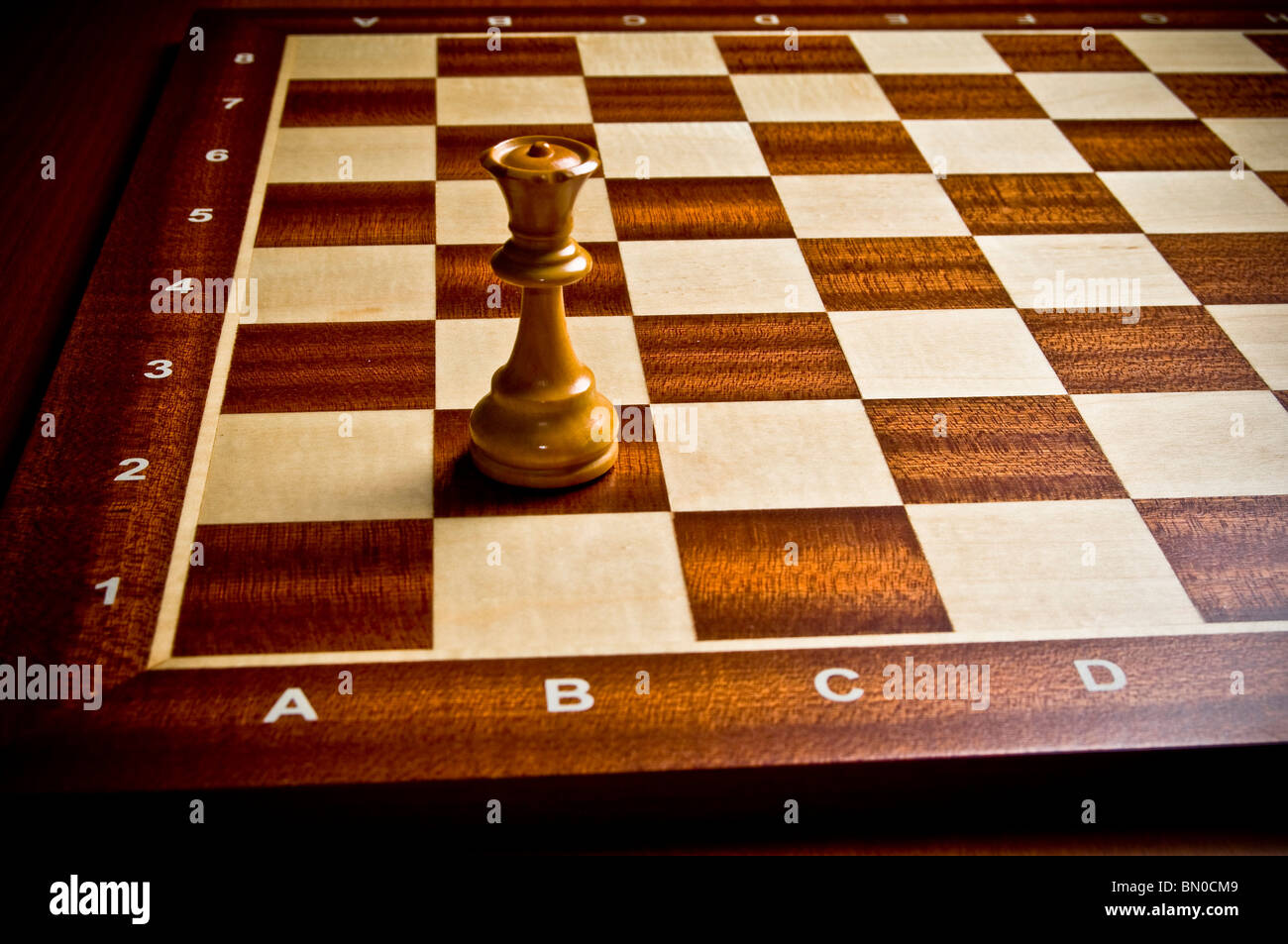 chess Queen on a chessboard Stock Photo