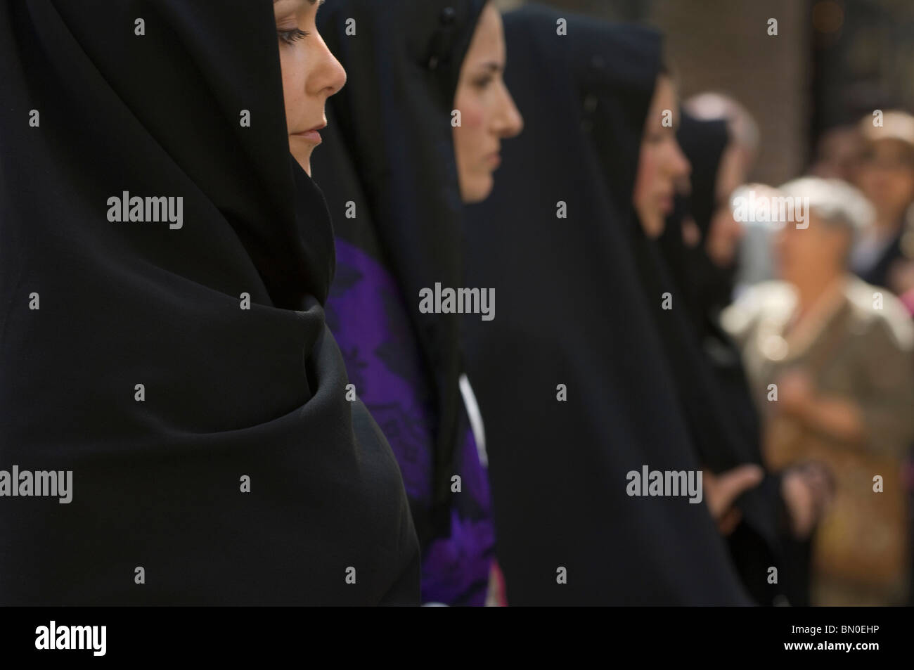 Women in traditional dress, Sant'Efisio most important religious feast, Cagliari, Sardinia, Italy, Europe Stock Photo