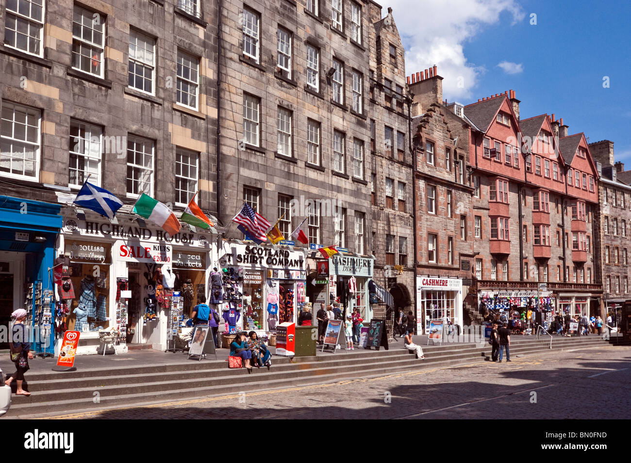 Shops on Lawnmarket The Royal Mile in Edinburgh Scotland Stock Photo Alamy