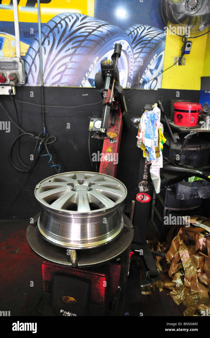 Wheel hub after removal of a damaged tyre Stock Photo Alamy