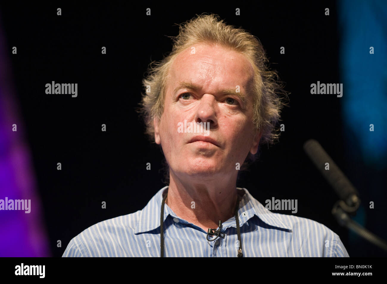 Welsh born British novelist Martin Amis pictured speaking at Hay