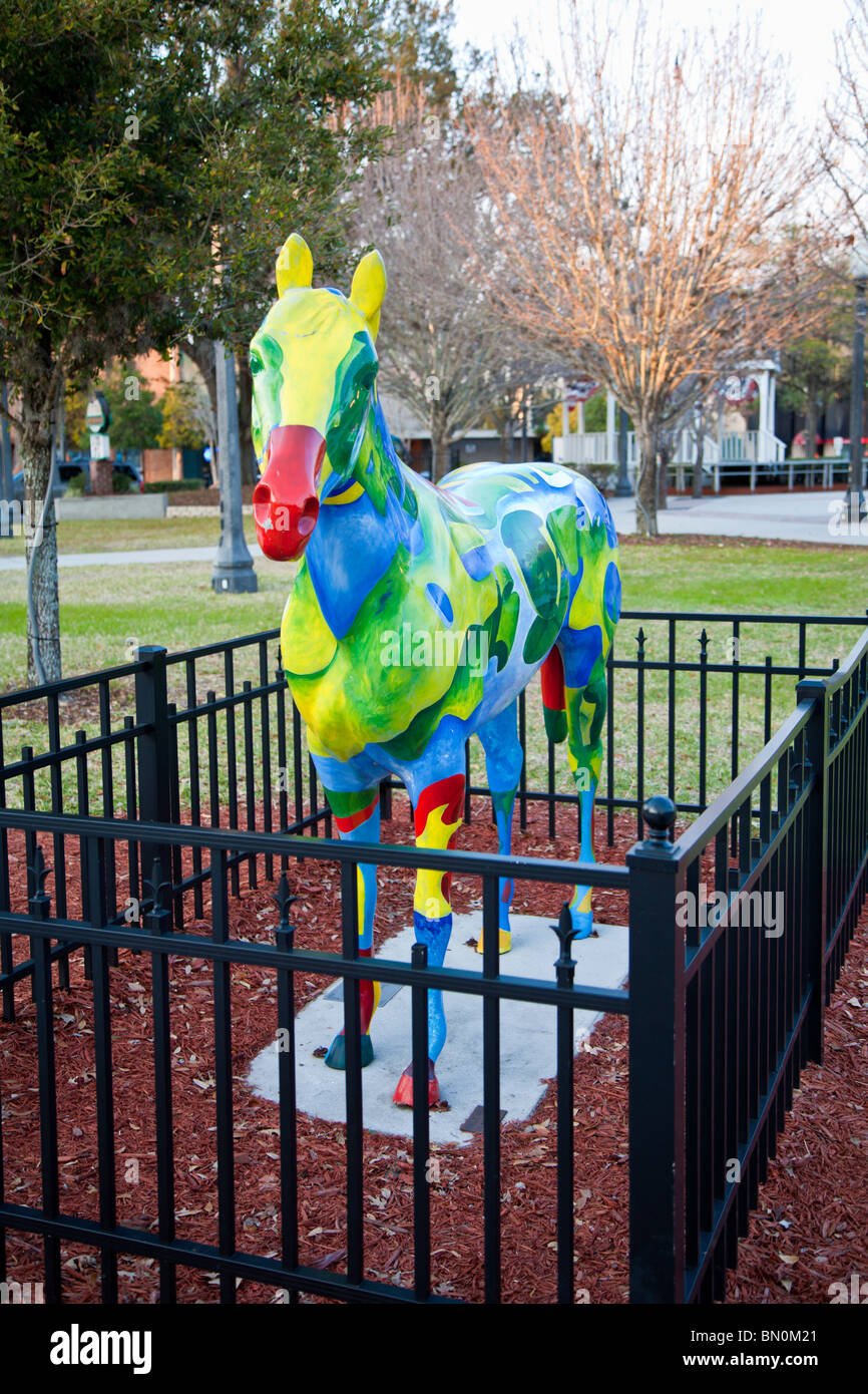 Ocala, FL Mar 2009 Painted horse sculpture on downtown square in