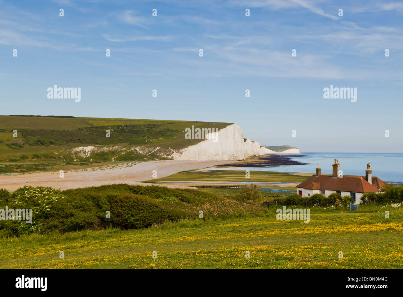 The white cliffs of the seven sister chalk cliffs Stock Photo Alamy