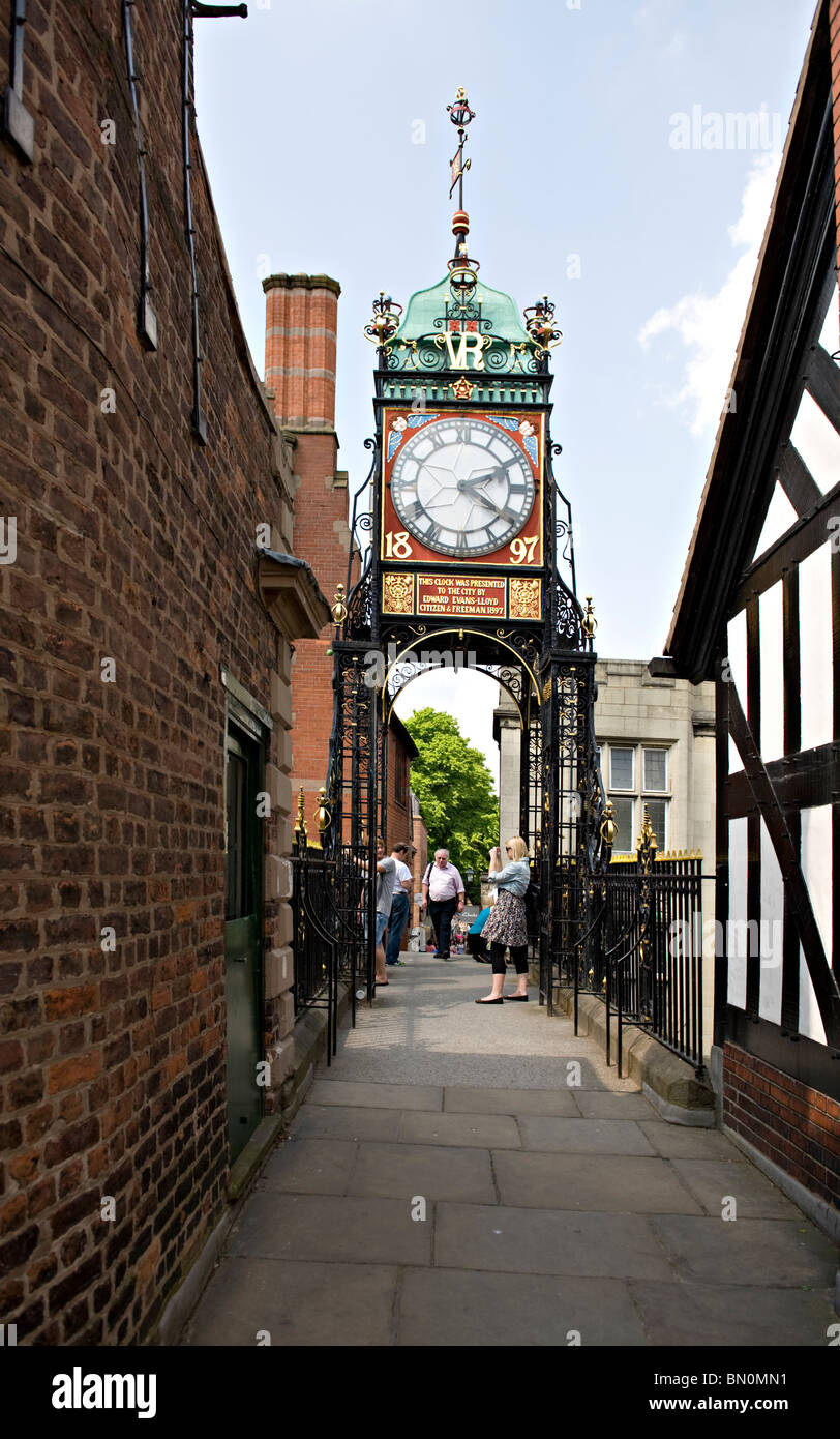 The Eastgate Clock, Eastgate, Chester, Cheshire, England, UK Stock Photo