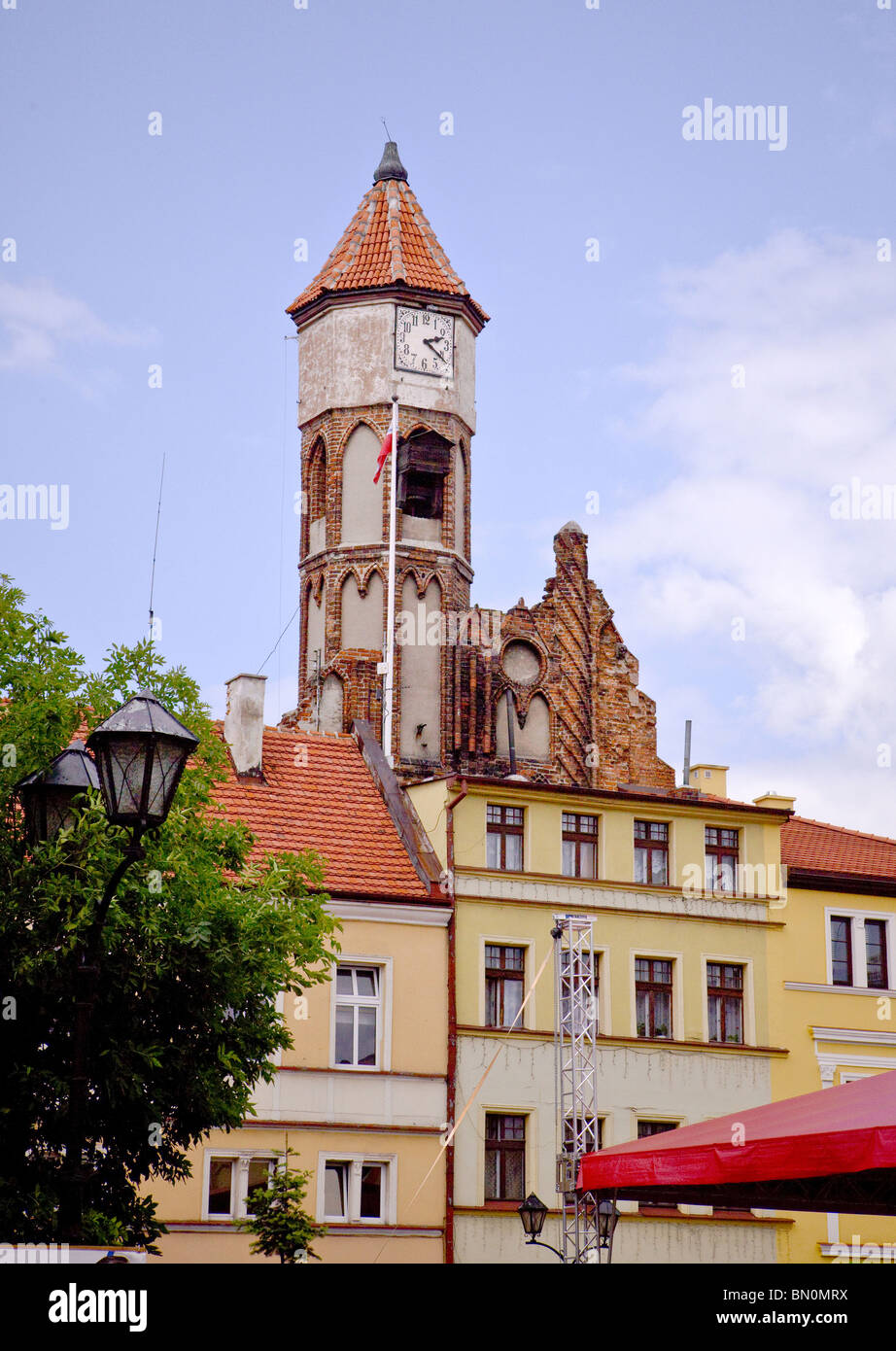 Gotycka wieza ratuszowa w Brodnicy Stock Photo