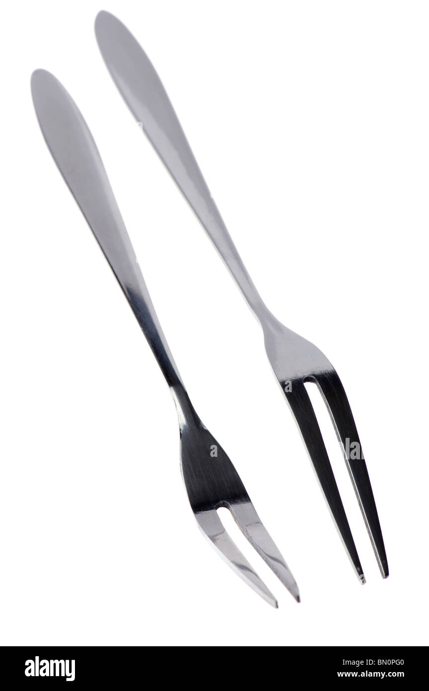 object on white - kitchen utensil fork Stock Photo