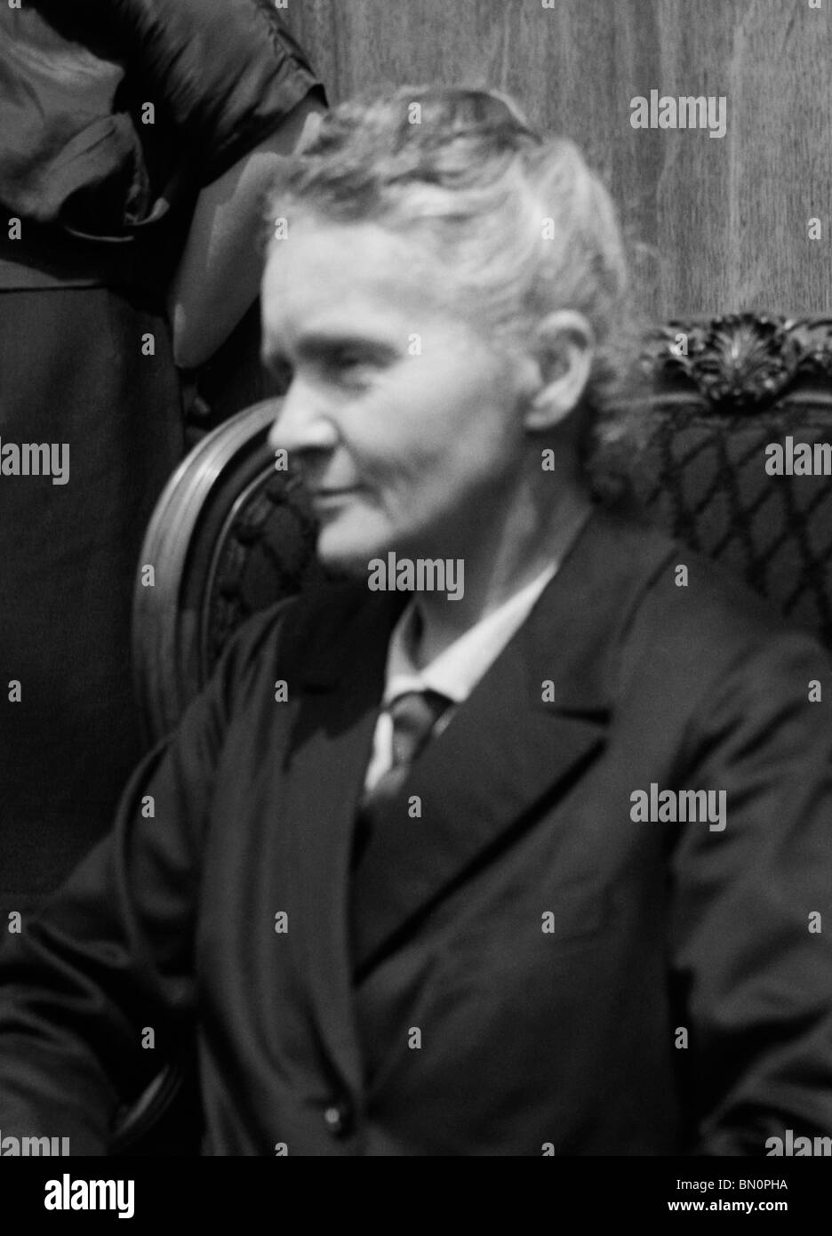 Vintage photo (1921) of physicist + chemist Marie Curie (1867 - 1934) - pioneer in radioactivity and winner of two Nobel Prizes. Stock Photo