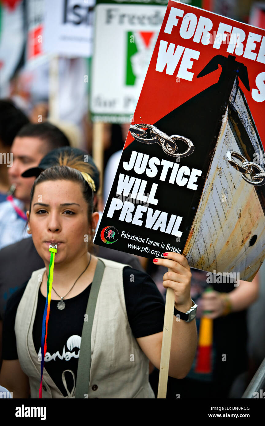 A female participant  of a demonstration against the Israeli blockade of Gaza in 2010 Stock Photo