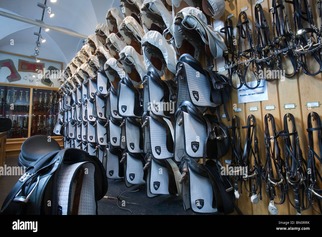 Saddles in a tack room hires stock photography and images Alamy