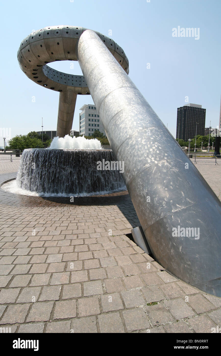 Noguchi Fountain at Hart Plaza in Detroit, Michigan. Stock Photo