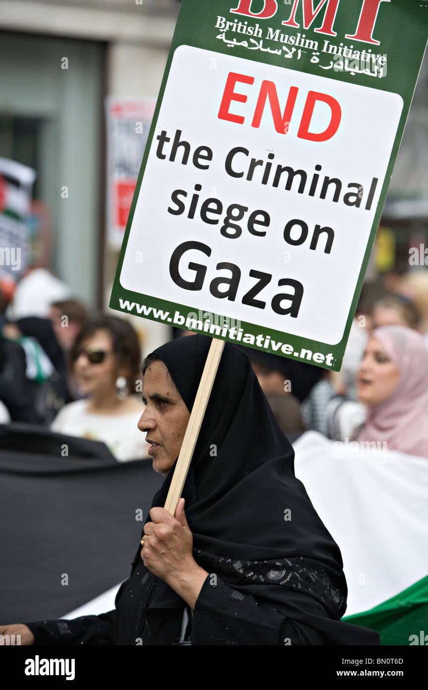 A female protester at a demonstration against the Israeli blockade of Gaza in 2010 Stock Photo
