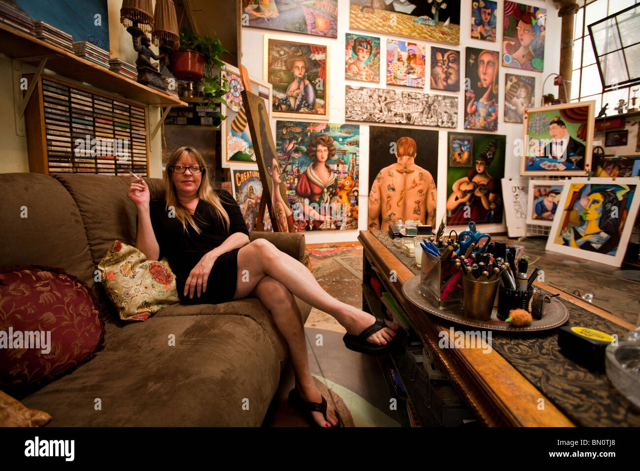 Jett Jackson in her studio Santa Fe Art Colony Open House, Los Angeles