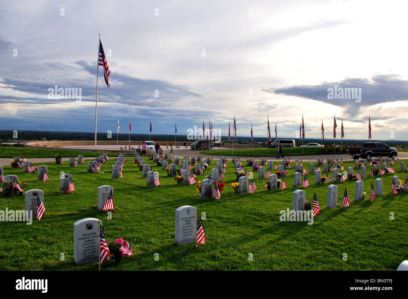 USA, Idaho, Boise, Dry Creek Cemetery, Veteran's Graves on Memorial Day