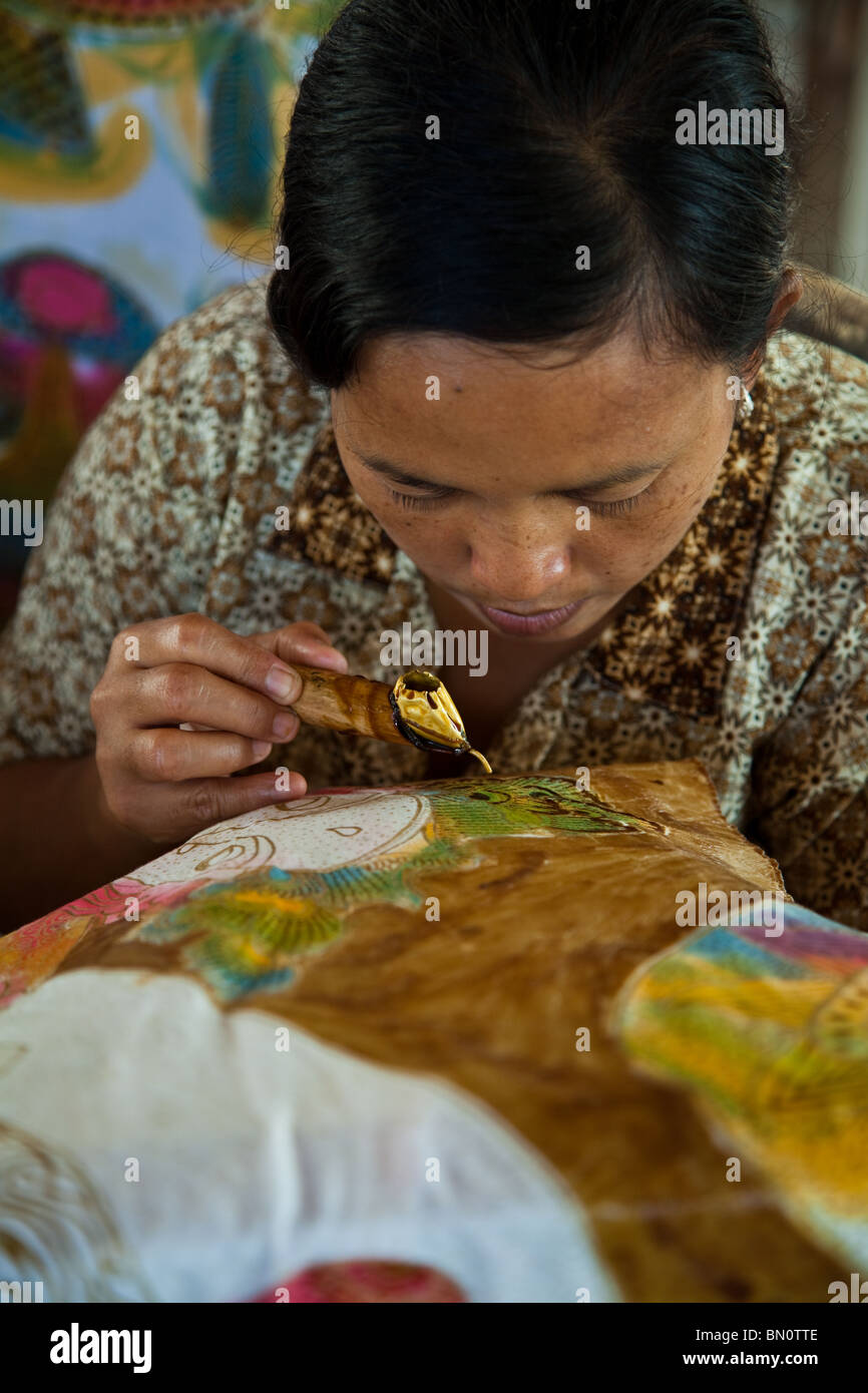 Batik is a cloth that traditionally uses a manual wax resistant dyeing technique. Stock Photo