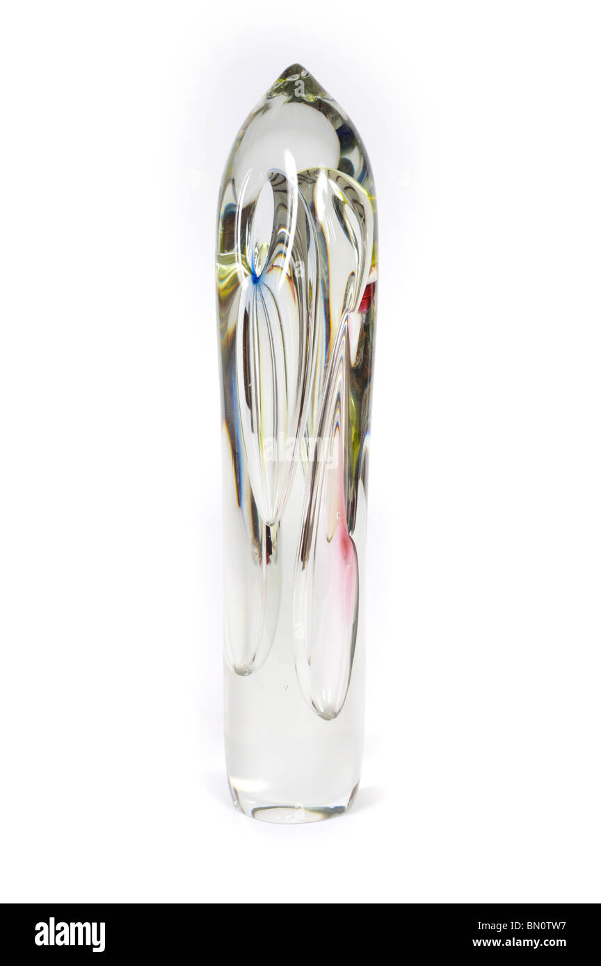 A 33cm tall Italian, Murano, sculptural glass 'bud vase'. Stock Photo