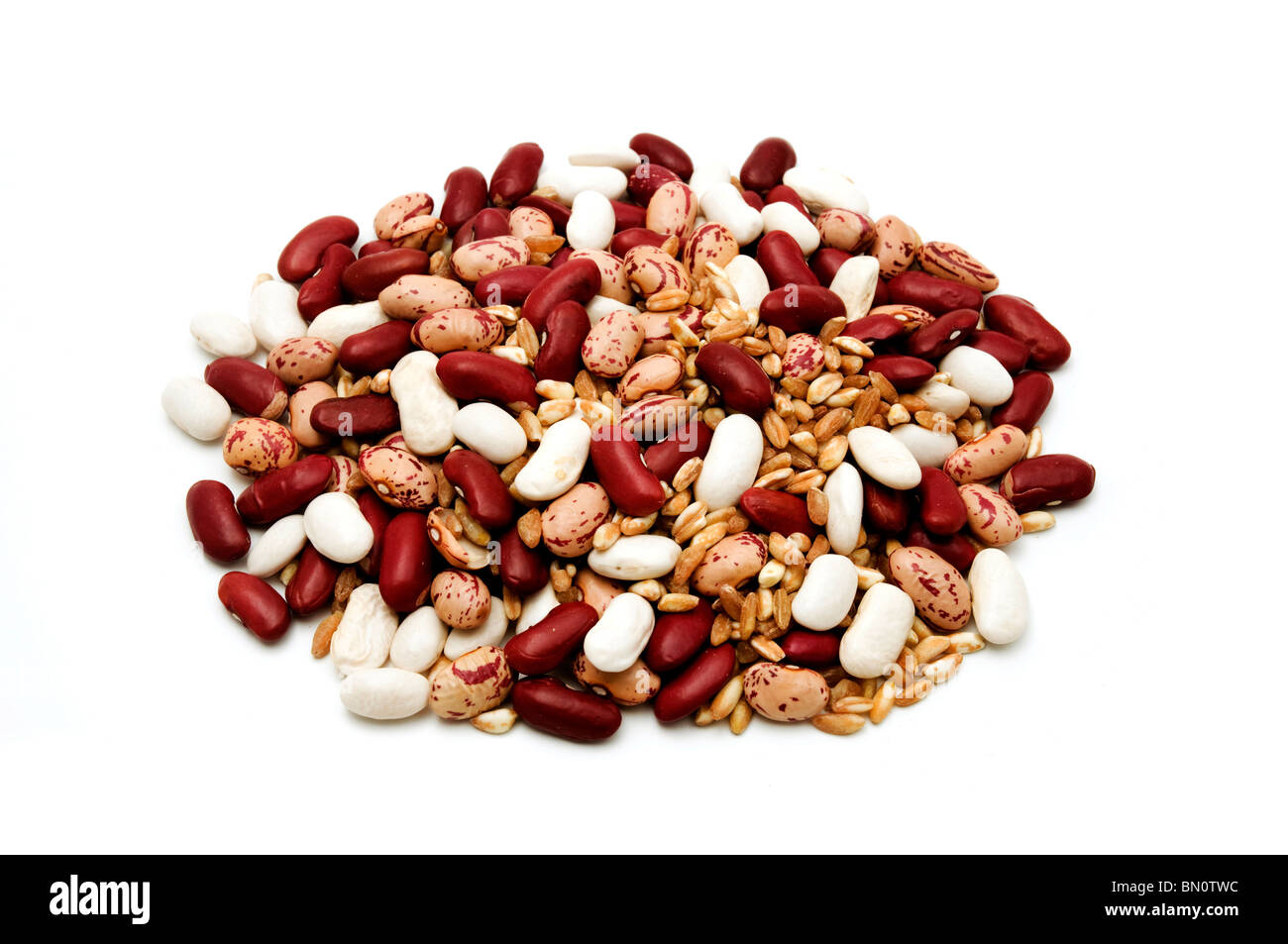 Farro and beans on a white background Stock Photo