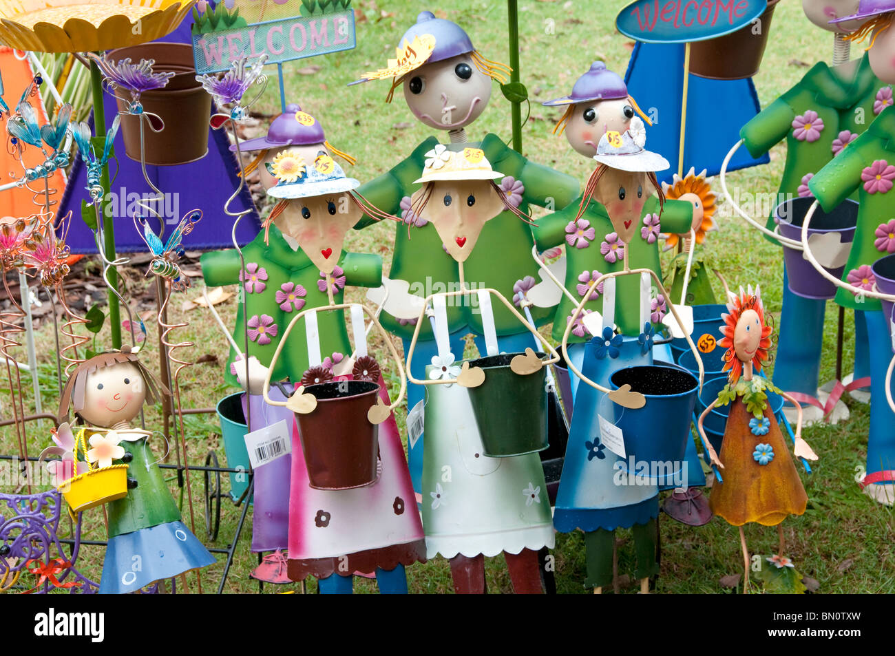 Garden ornaments for sale at Eumundi Market in Queensland, Australia