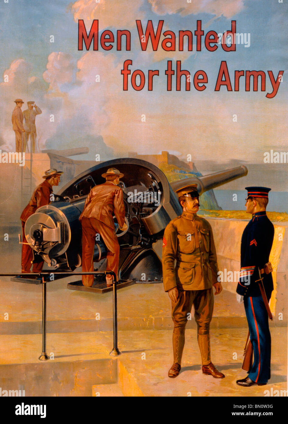 Men wanted for the army - US Army Recruiting Poster - World War I Stock Photo