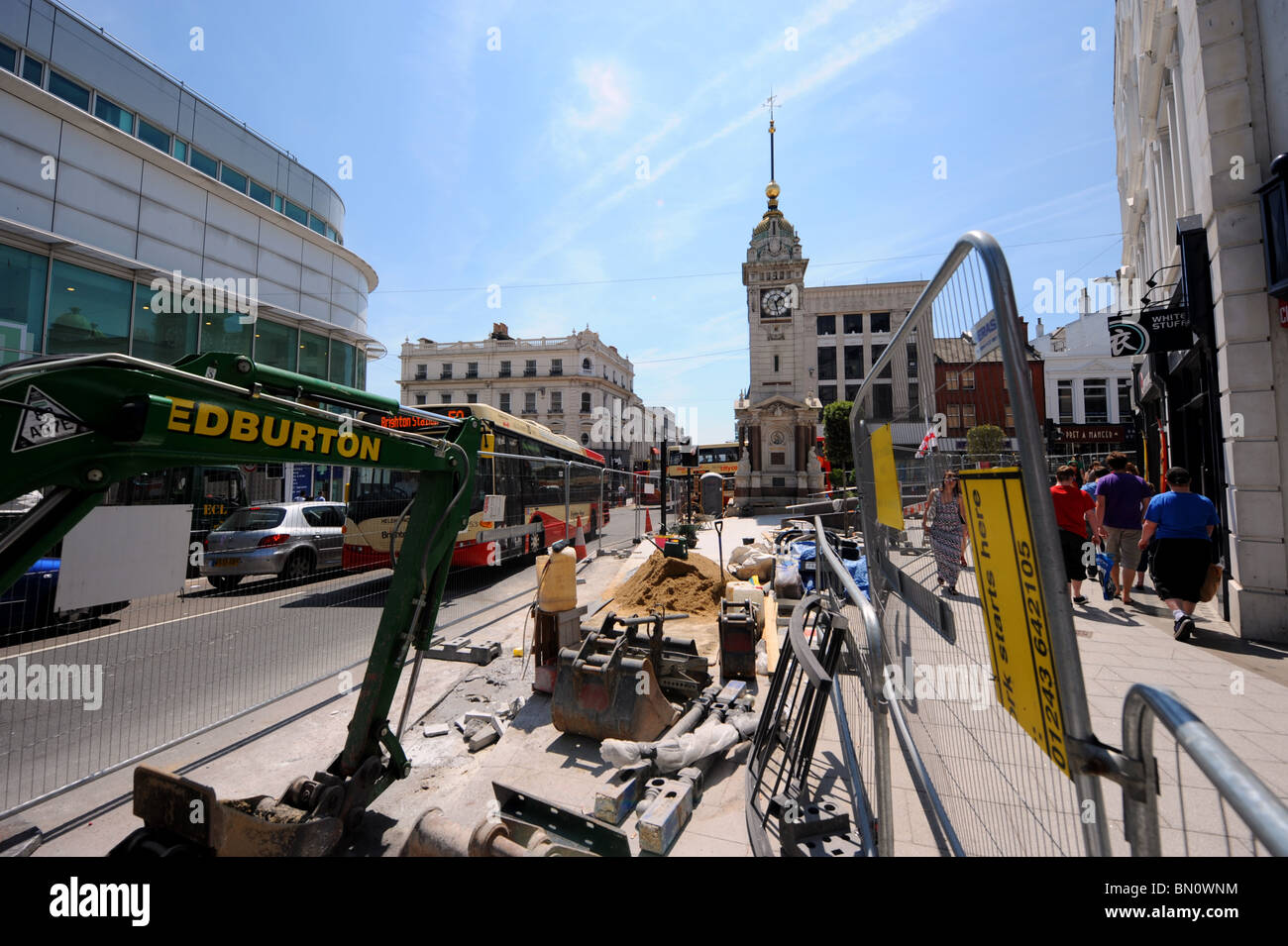 Building work going on at the clock tower in Brighton city centre UK Stock Photo