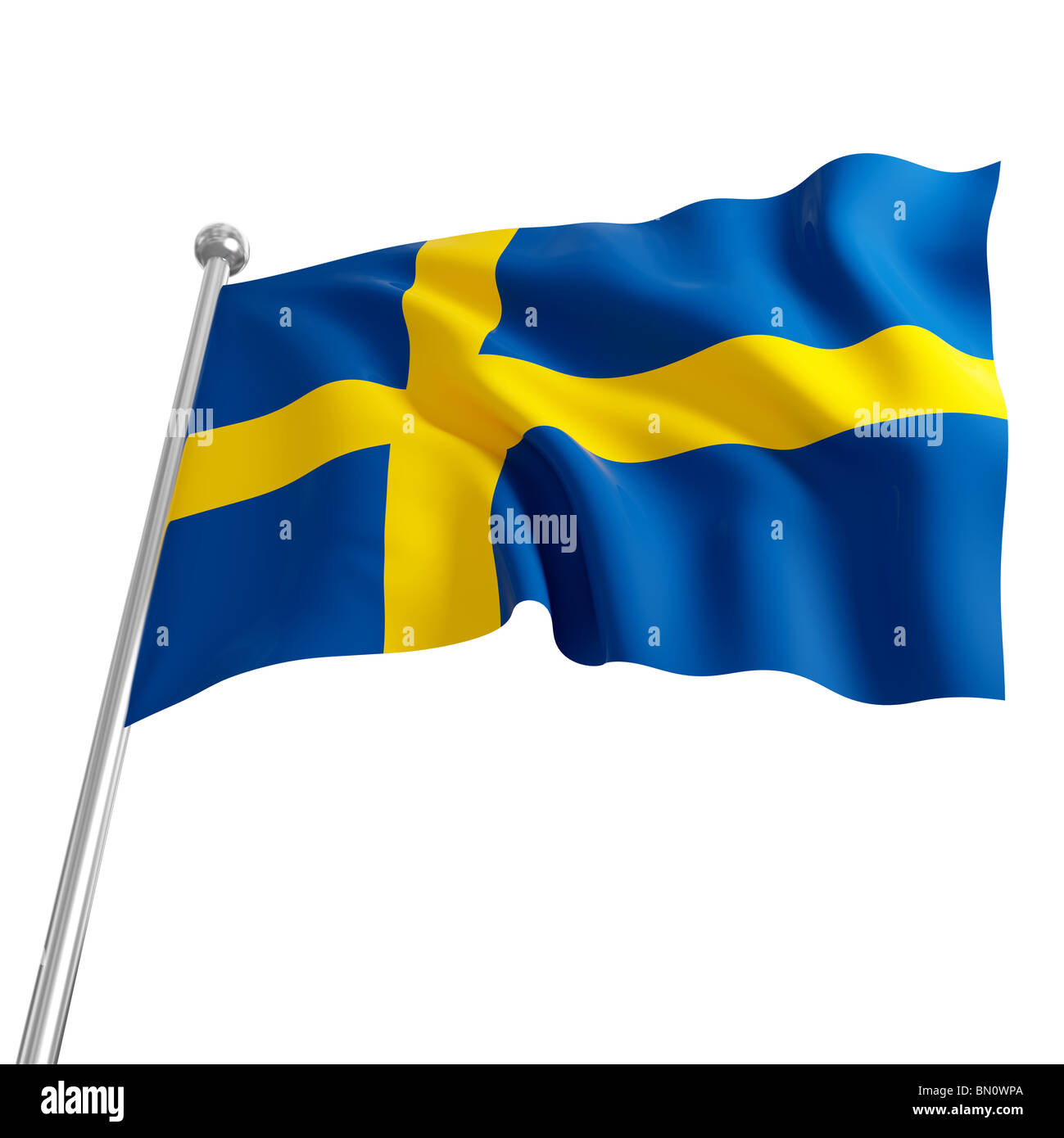 3d model of sweden flag on white background Stock Photo